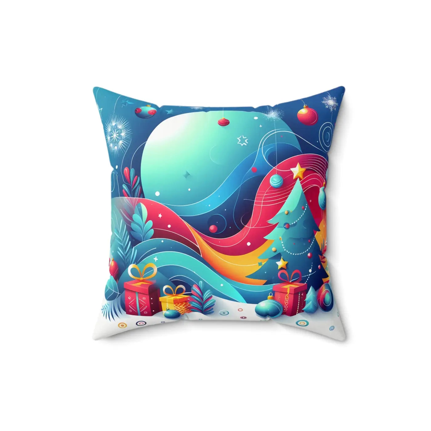 Festive Spun Polyester Pillow - Christmas Holiday Decor - DipaliZ
