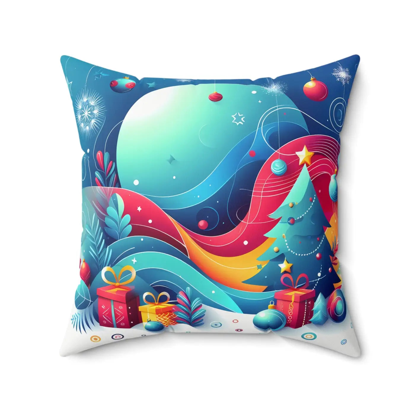 Festive Spun Polyester Pillow - Christmas Holiday Decor - DipaliZ