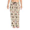 Festive Pajama Pants - Reindeer Pattern Polyester Jersey Knit - DipaliZ