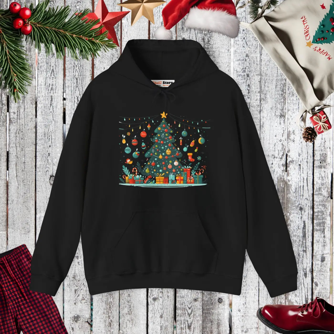 Festive Christmas Hoodie - Spacious Kangaroo Pocket - DipaliZ