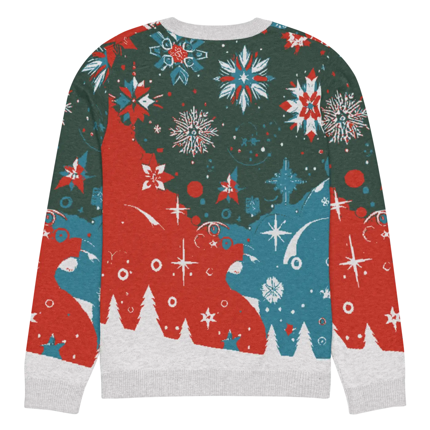 Festive Knitted Crew Neck Sweater - Christmas Trees - DipaliZ
