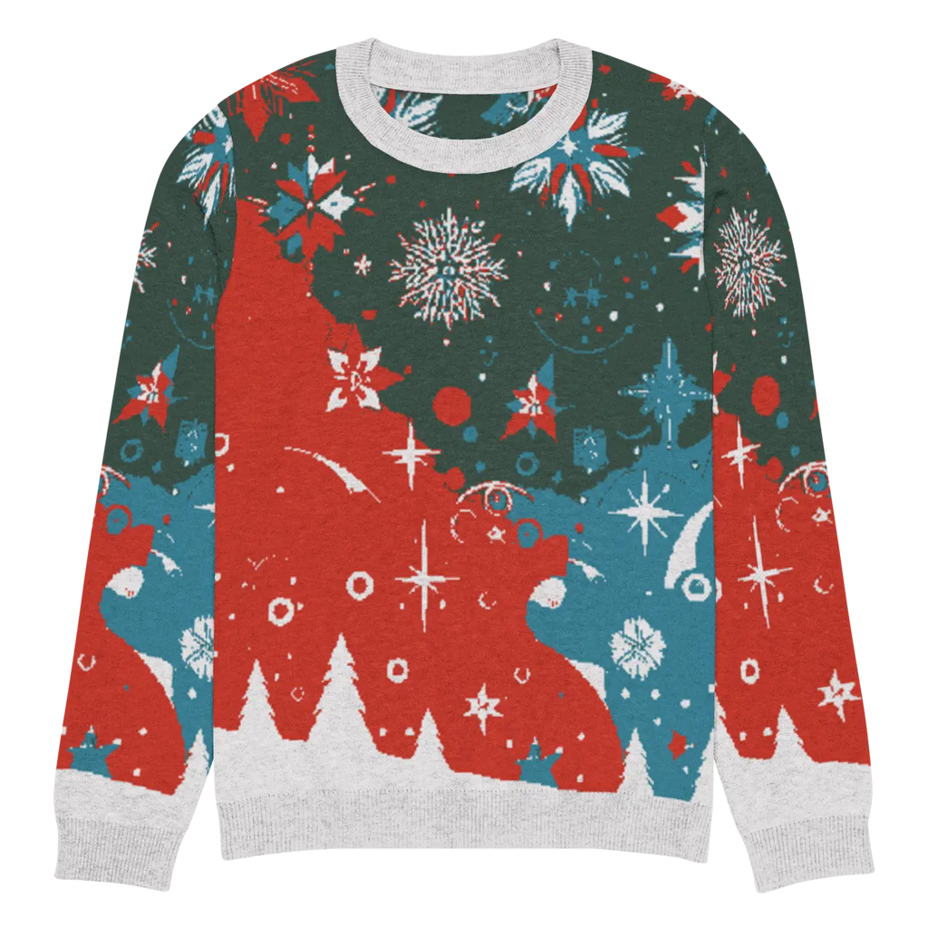 Festive Knitted Crew Neck Sweater - Christmas Trees - DipaliZ