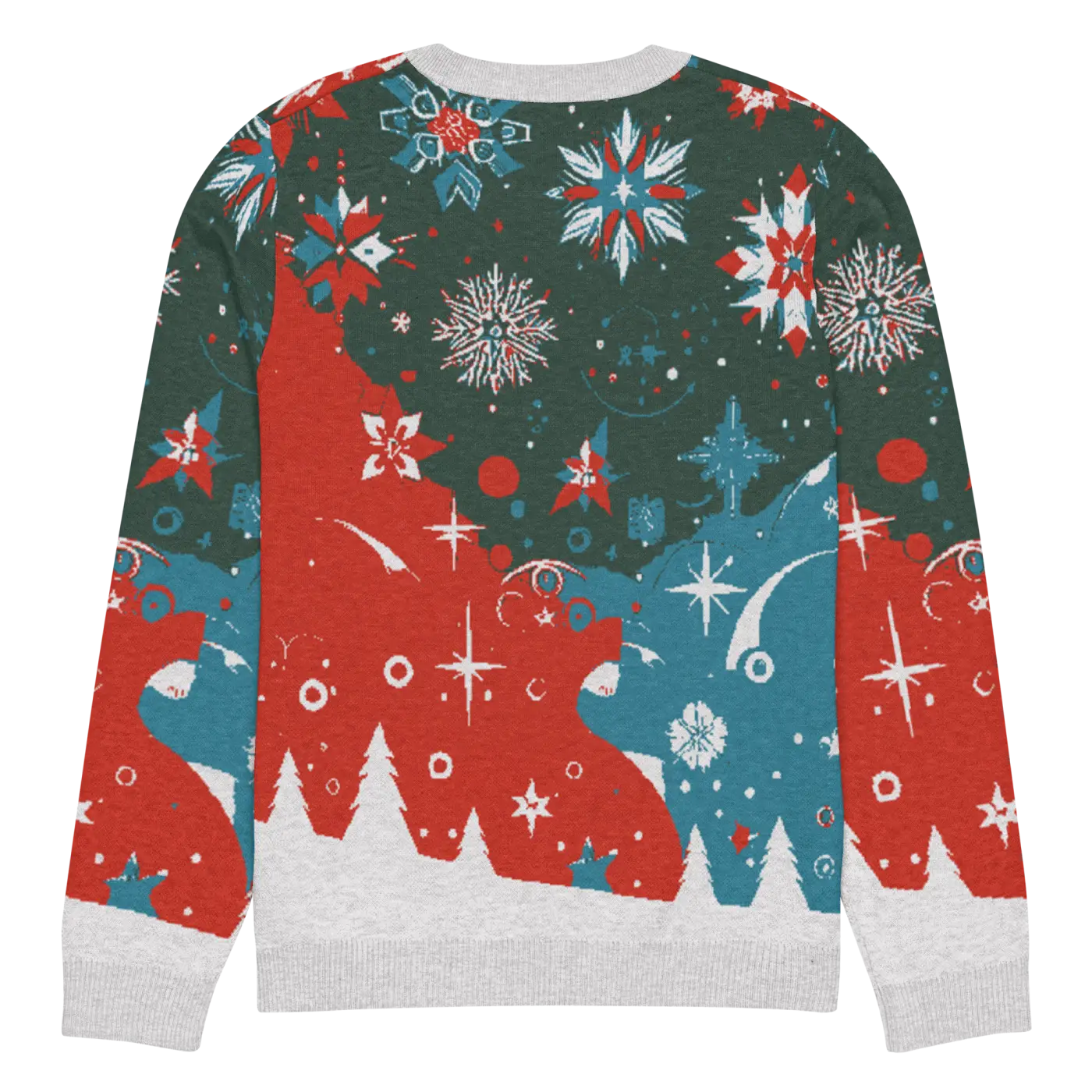 Festive Knitted Crew Neck Sweater - Christmas Trees - DipaliZ