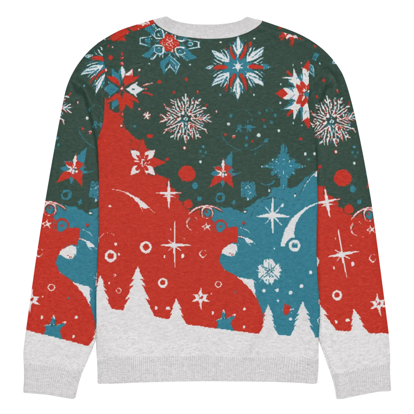 Festive Knitted Crew Neck Sweater - Christmas Trees - DipaliZ