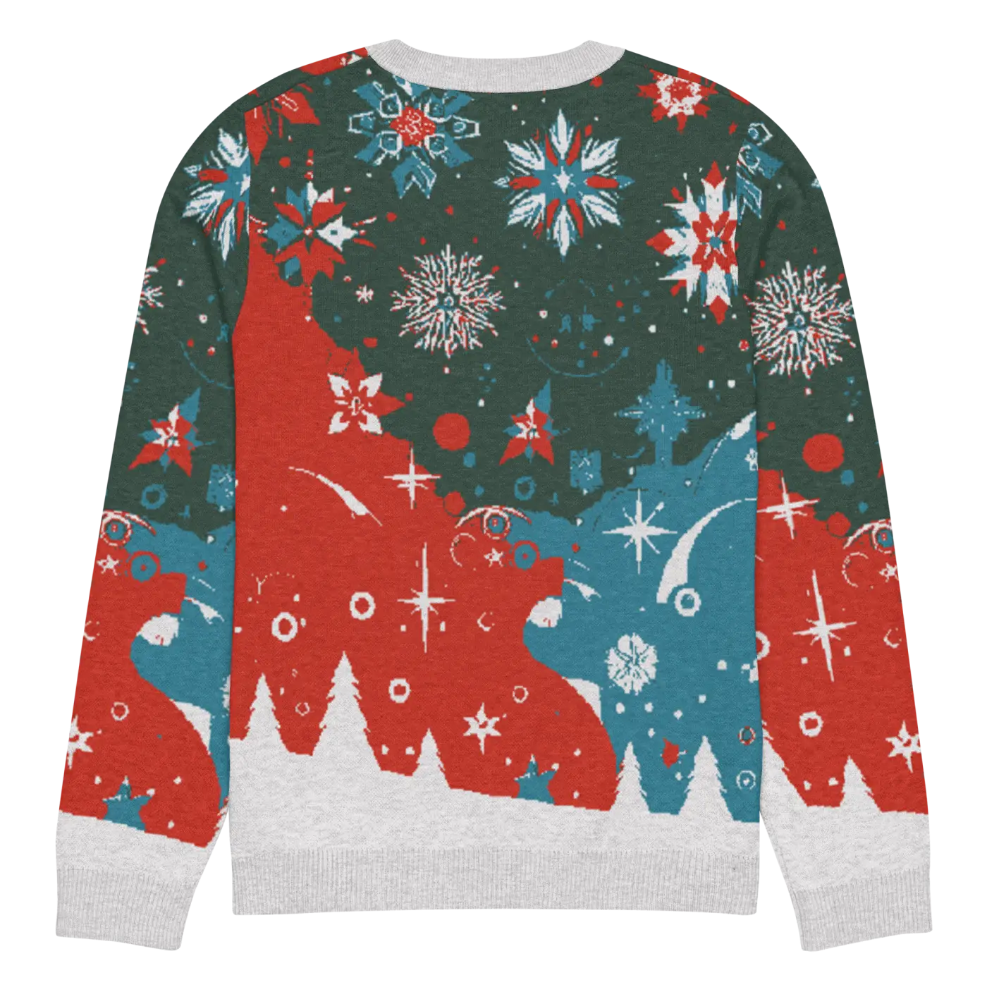 Festive Knitted Crew Neck Sweater - Christmas Trees - DipaliZ