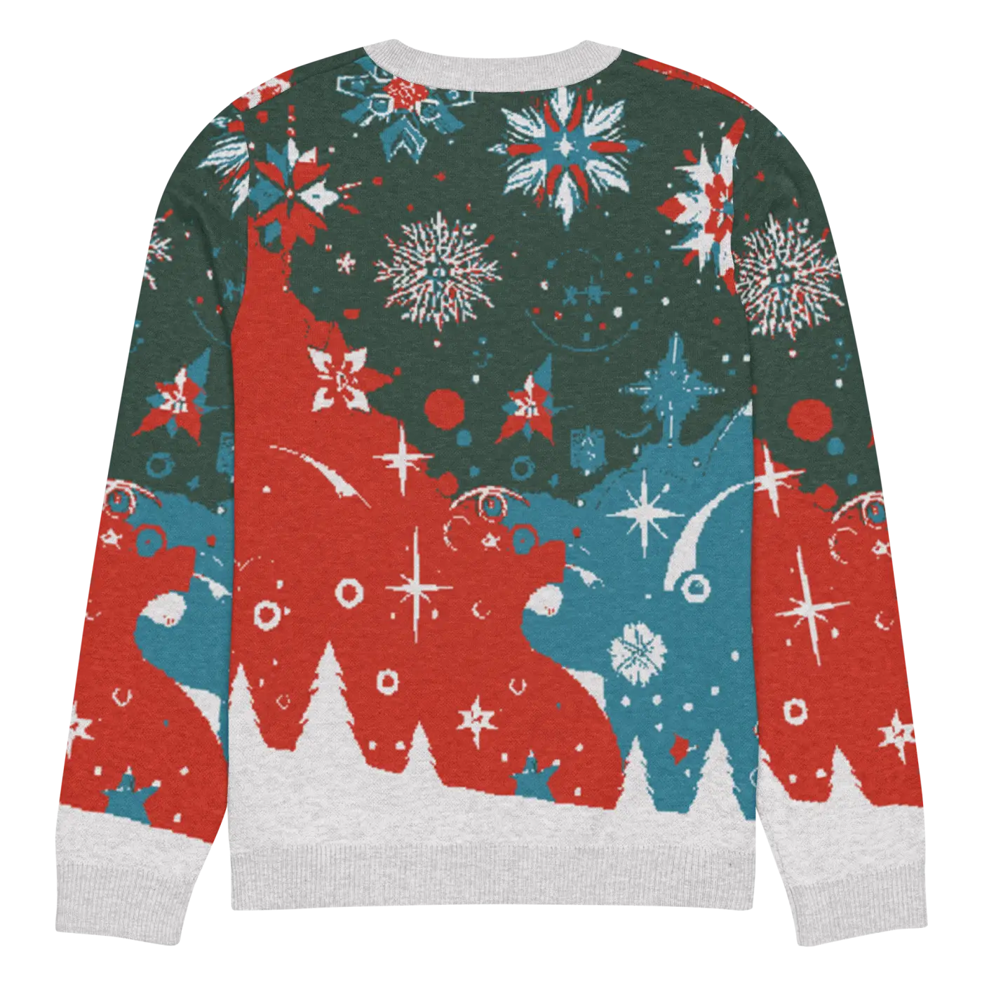 Festive Knitted Crew Neck Sweater - Christmas Trees - DipaliZ
