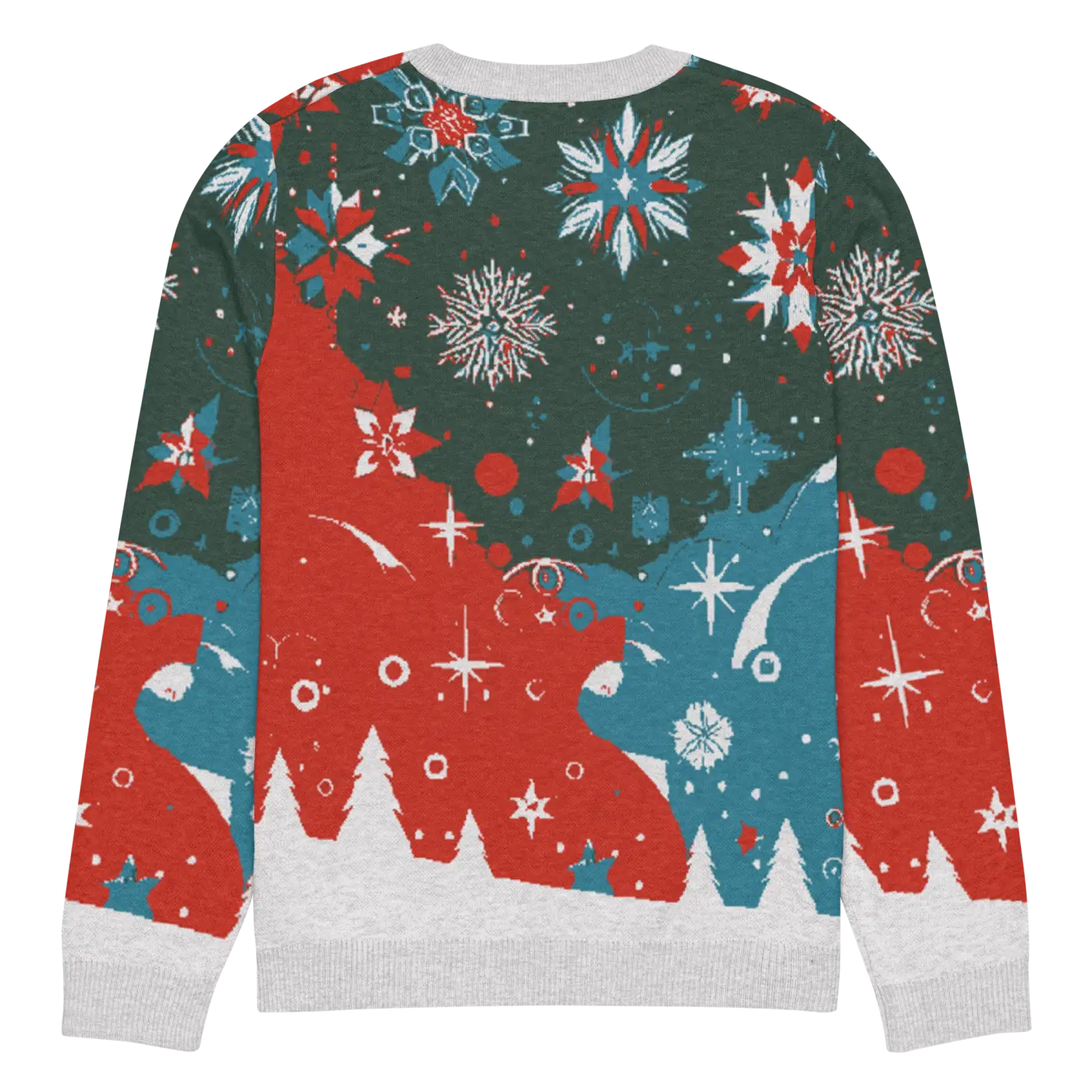 Festive Knitted Crew Neck Sweater - Christmas Trees - DipaliZ