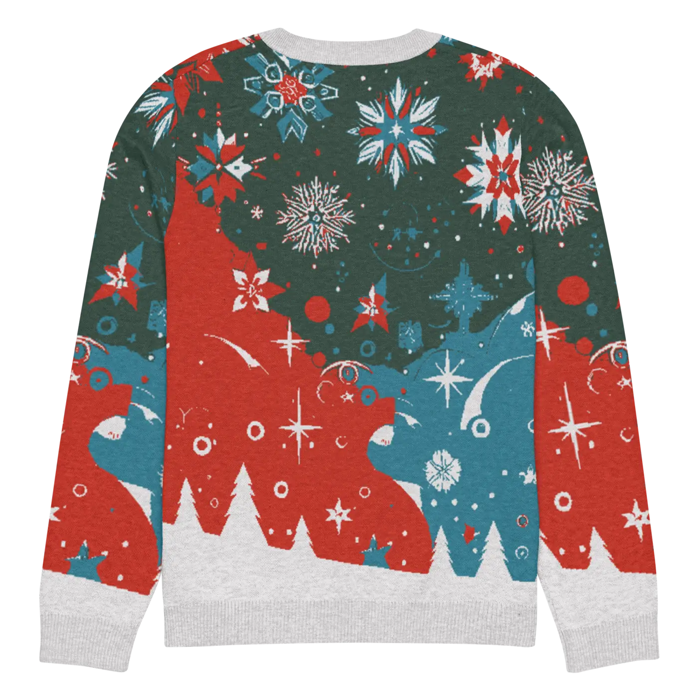 Festive Knitted Crew Neck Sweater - Christmas Trees - DipaliZ