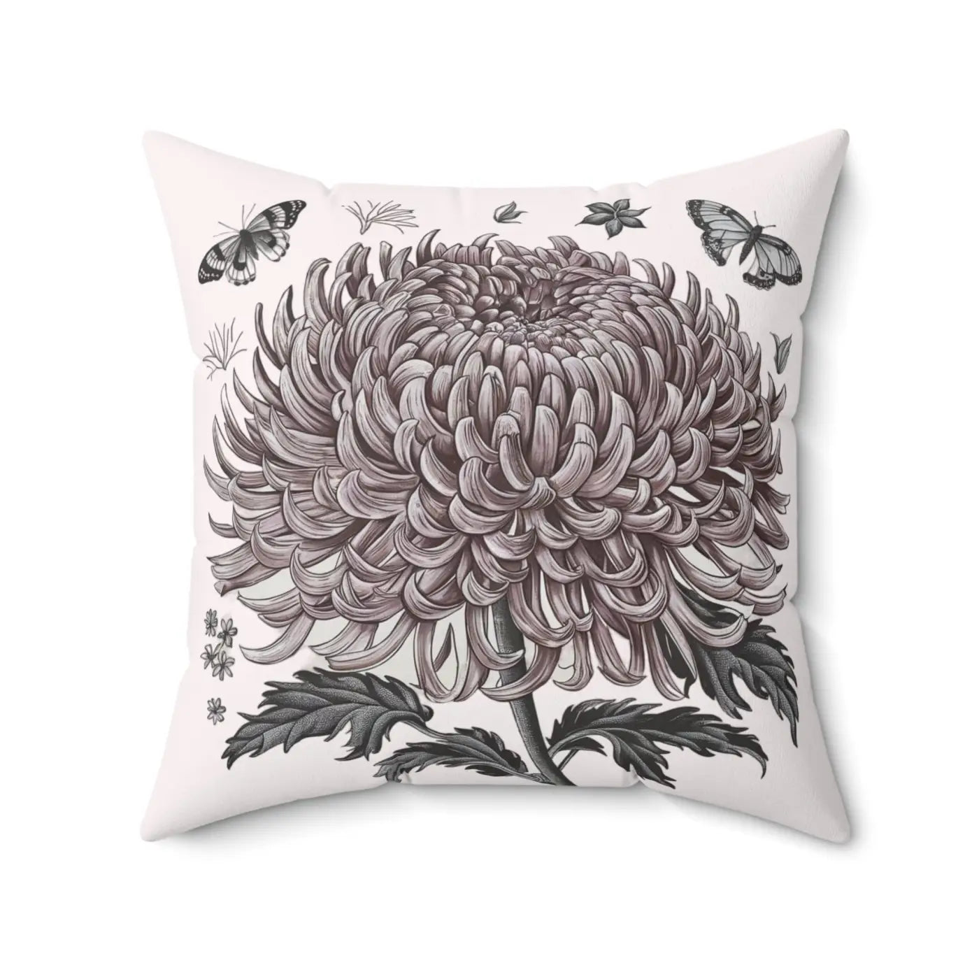 Chrysanthemum Flower Throw Pillow - Cozy Living Room - DipaliZ
