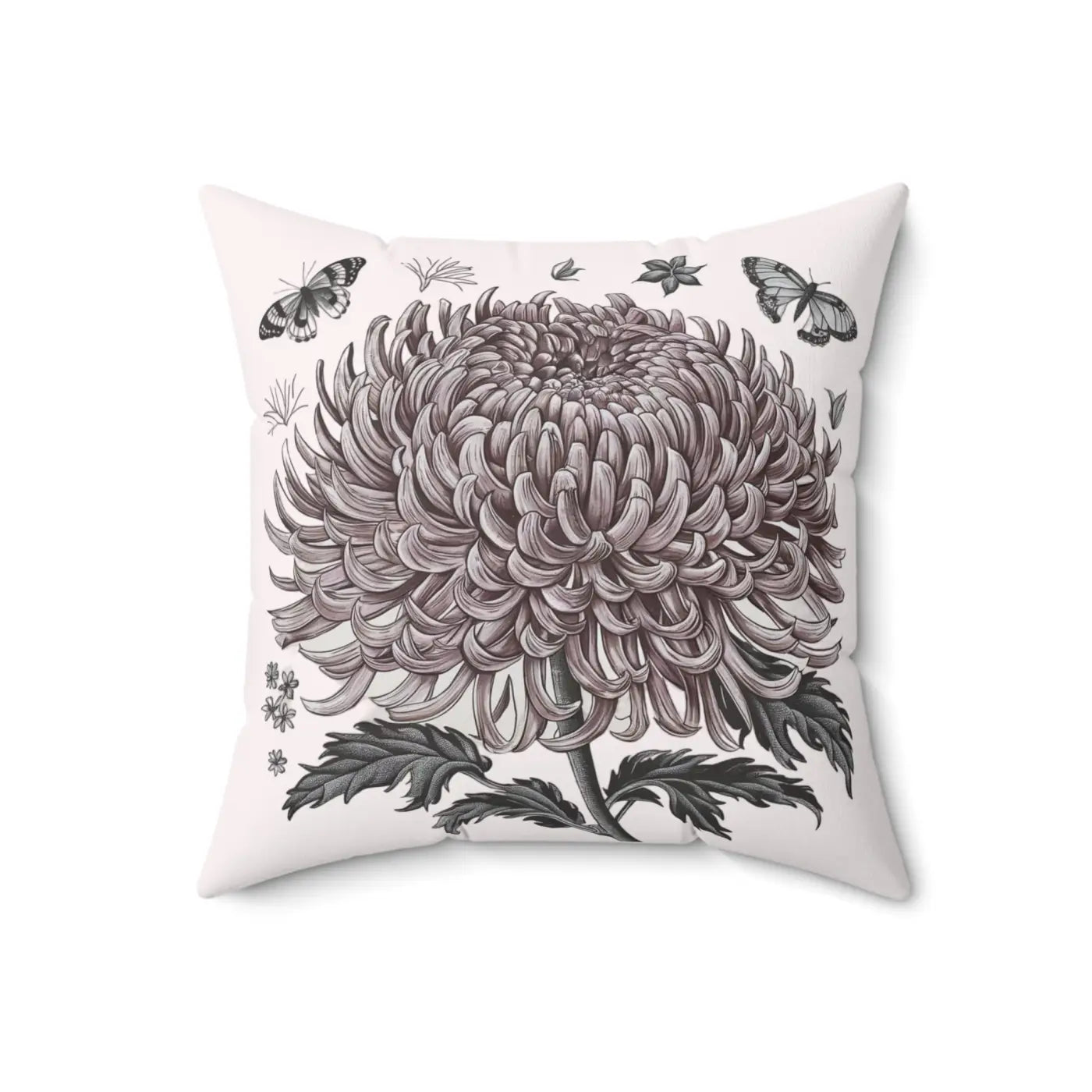 Chrysanthemum Flower Throw Pillow - Cozy Living Room - DipaliZ