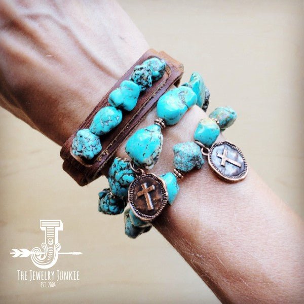 Chunky Blue Turquoise Beaded Bracelet