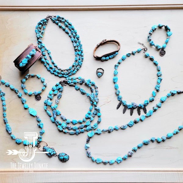 Chunky Blue Turquoise Beaded Bracelet