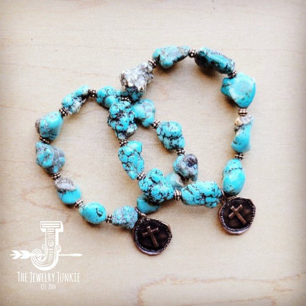 Chunky Blue Turquoise Beaded Bracelet