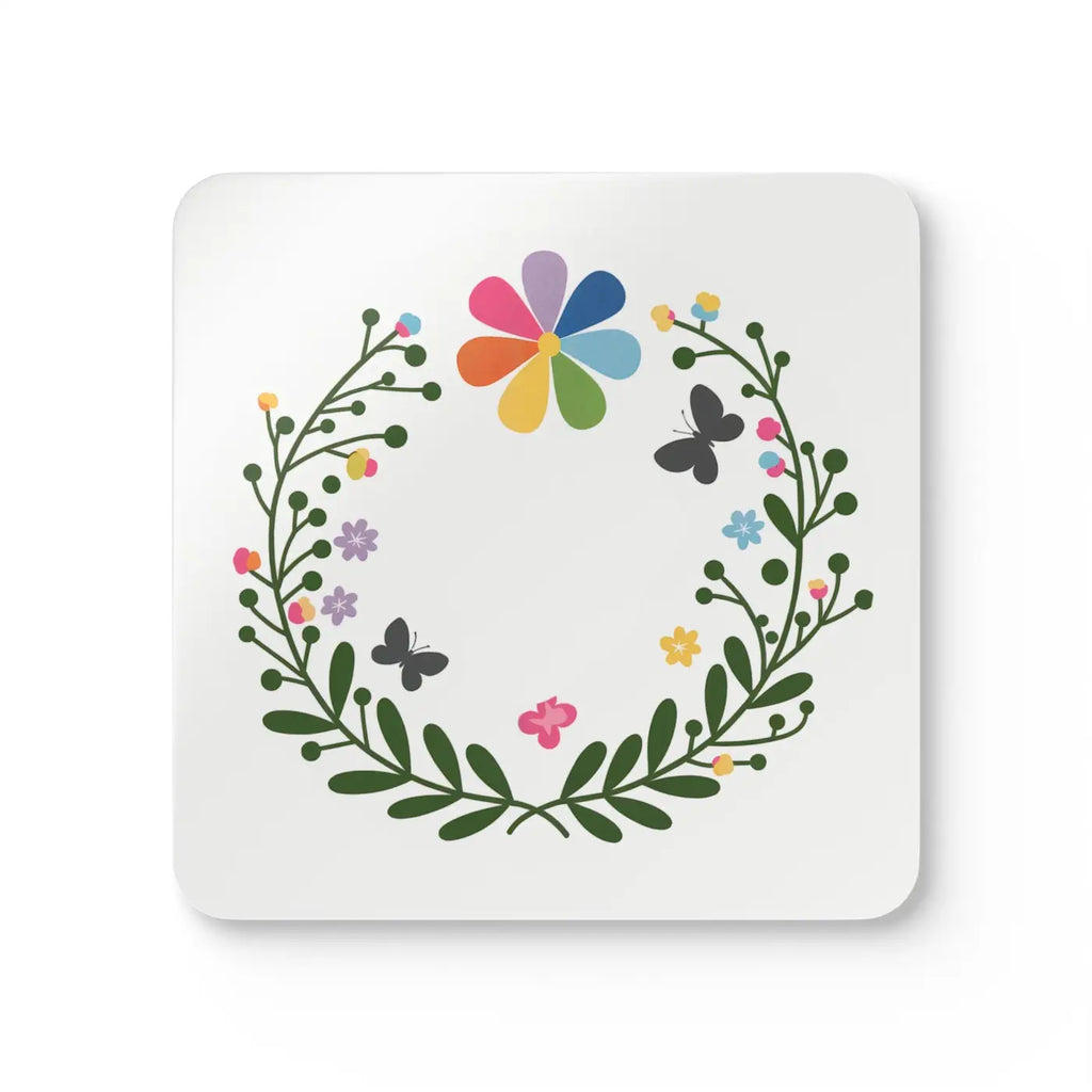 Flowers Corkwood Coaster Set - High-Gloss MDF Design - DipaliZ