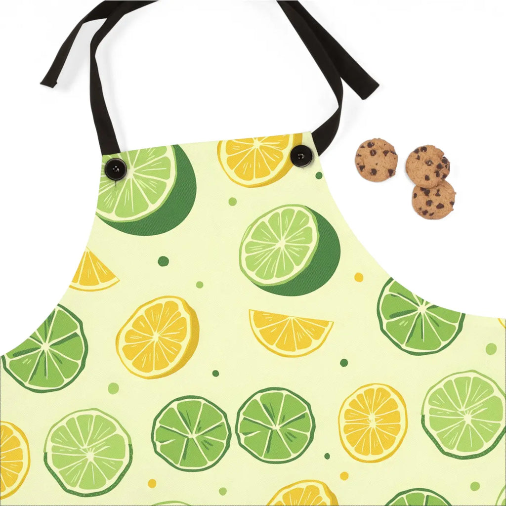 Citrus Pattern Kitchen Apron - Bright Lemon Design - DipaliZ