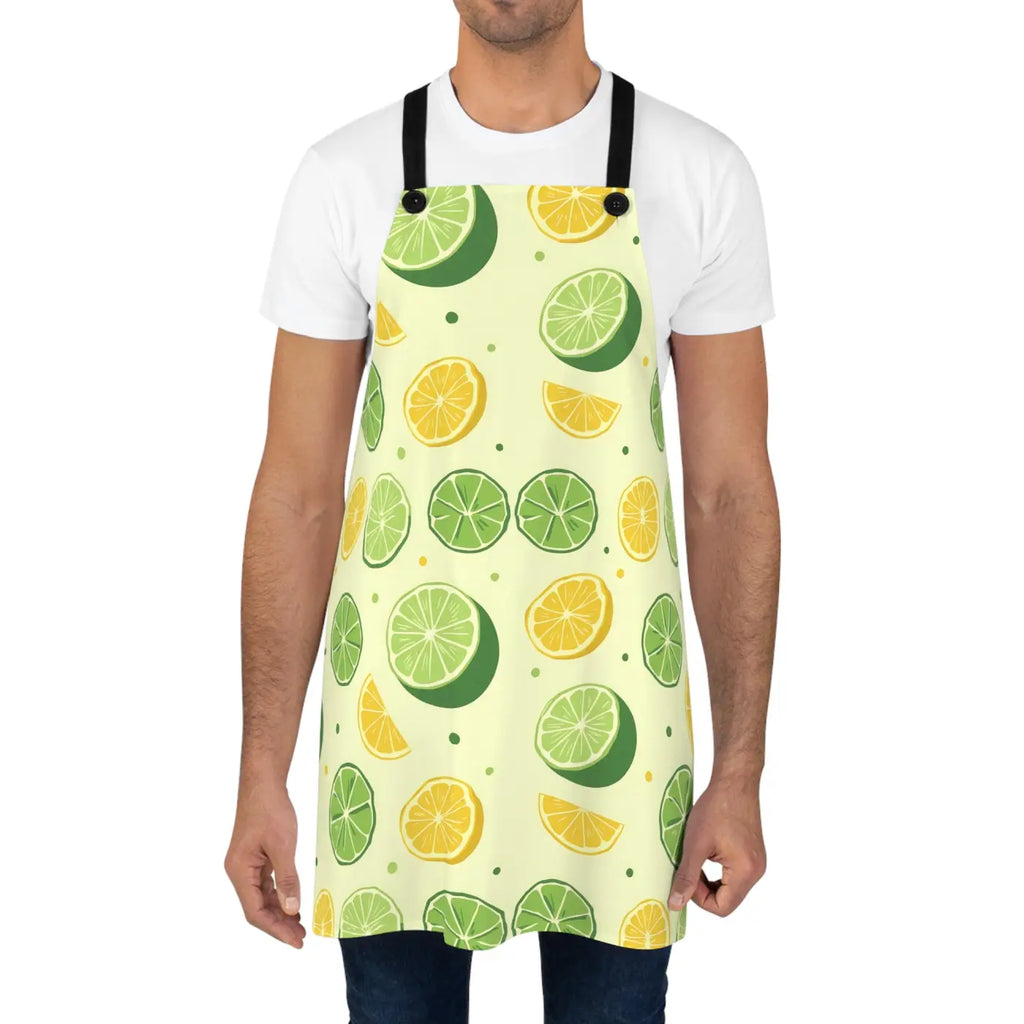 Citrus Pattern Kitchen Apron - Bright Lemon Design - DipaliZ
