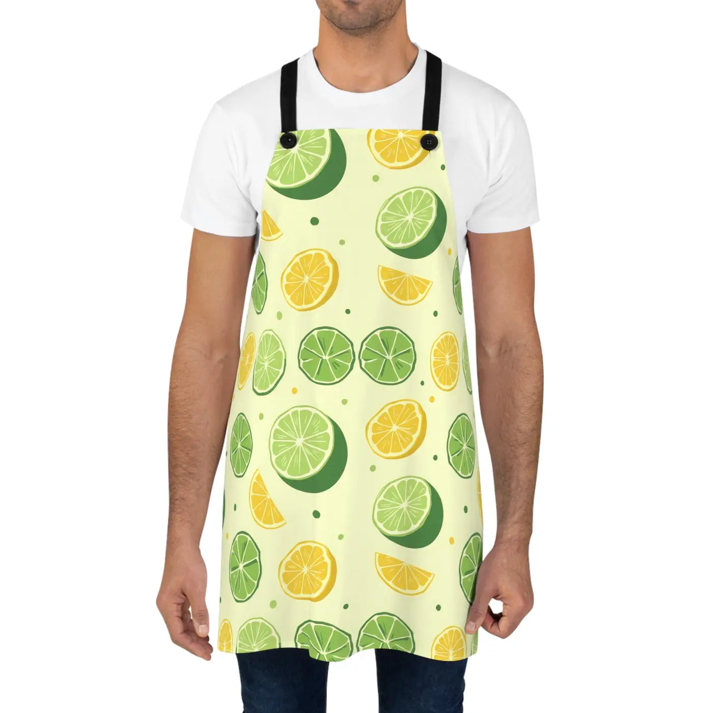 Citrus Pattern Kitchen Apron - Bright Lemon Design - DipaliZ