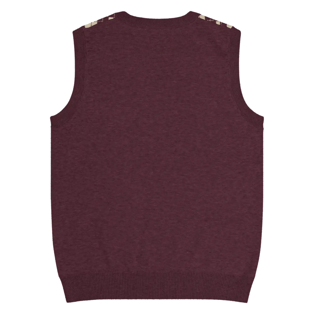 Knit V-Neck Vest - Classic Argyle Check Retro Style - DipaliZ