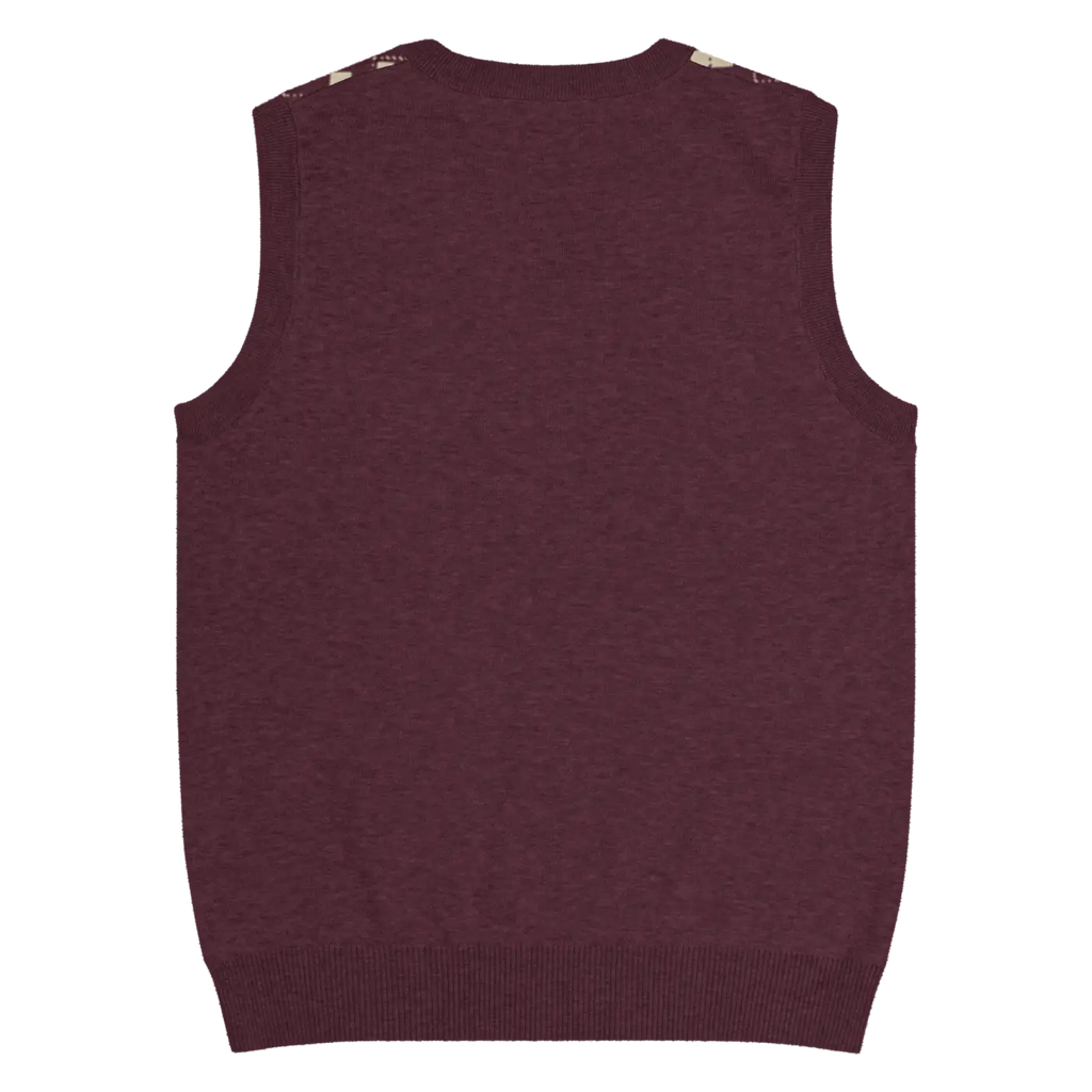 Knit V-Neck Vest - Classic Argyle Check Retro Style - DipaliZ