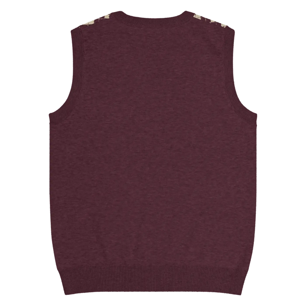 Knit V-Neck Vest - Classic Argyle Check Retro Style - DipaliZ