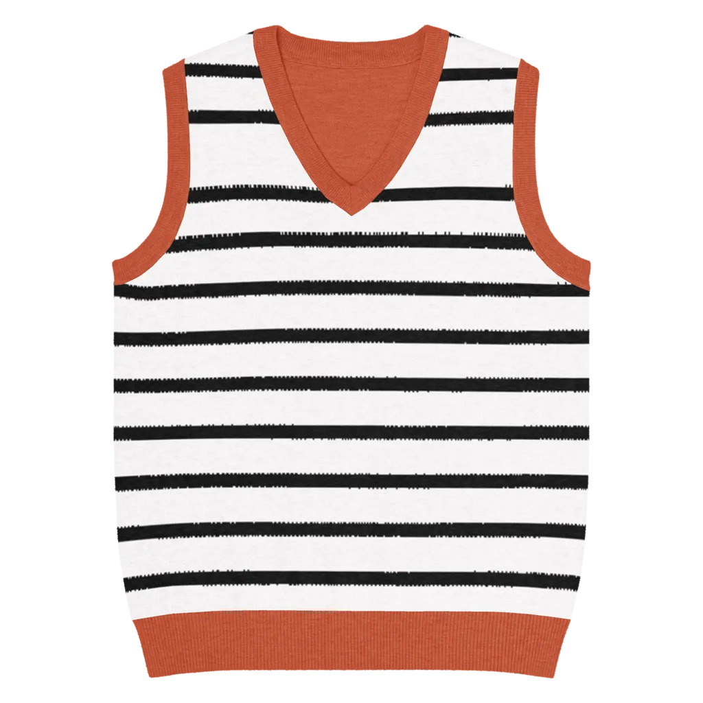 Retro Knit V-Neck Vest - Classic Stripes Style - DipaliZ