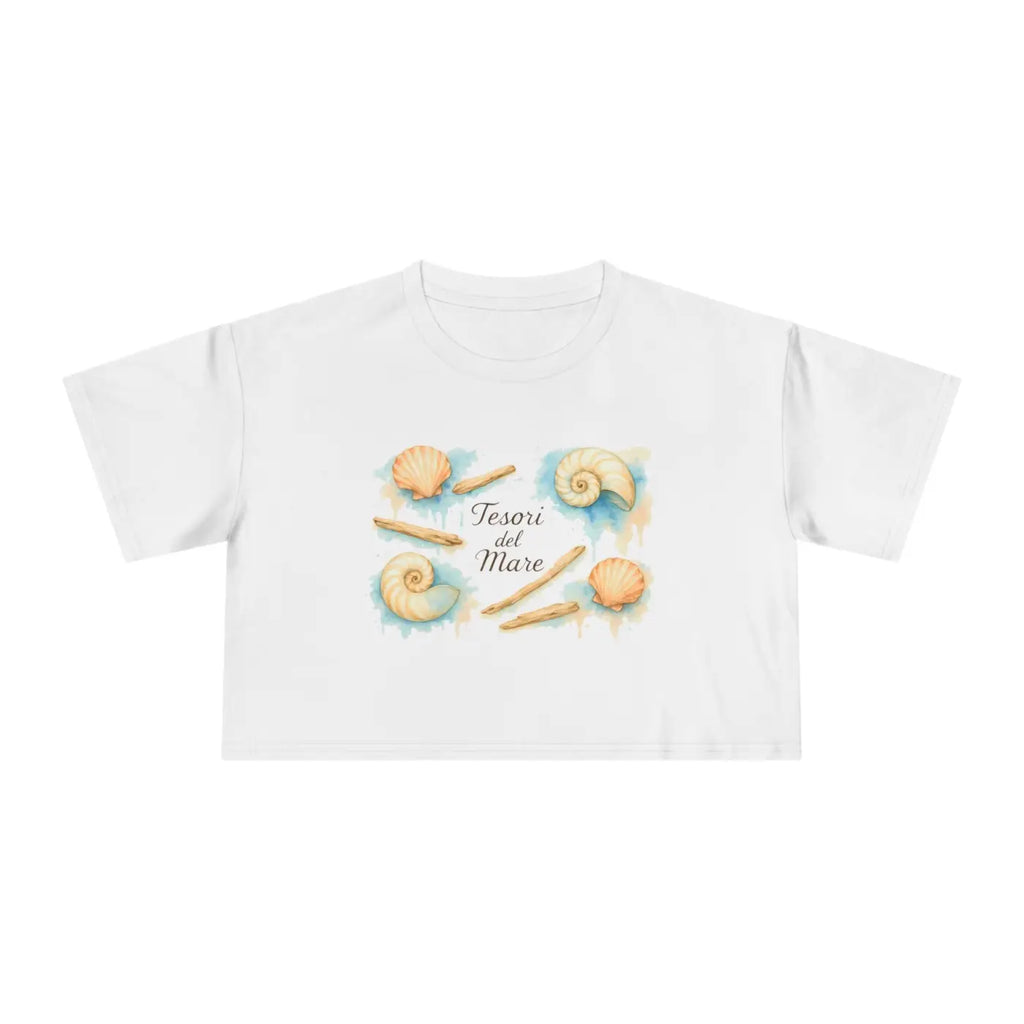 Seashell Graphic Tee - Breezy Beach Vibe Crop Top - DipaliZ