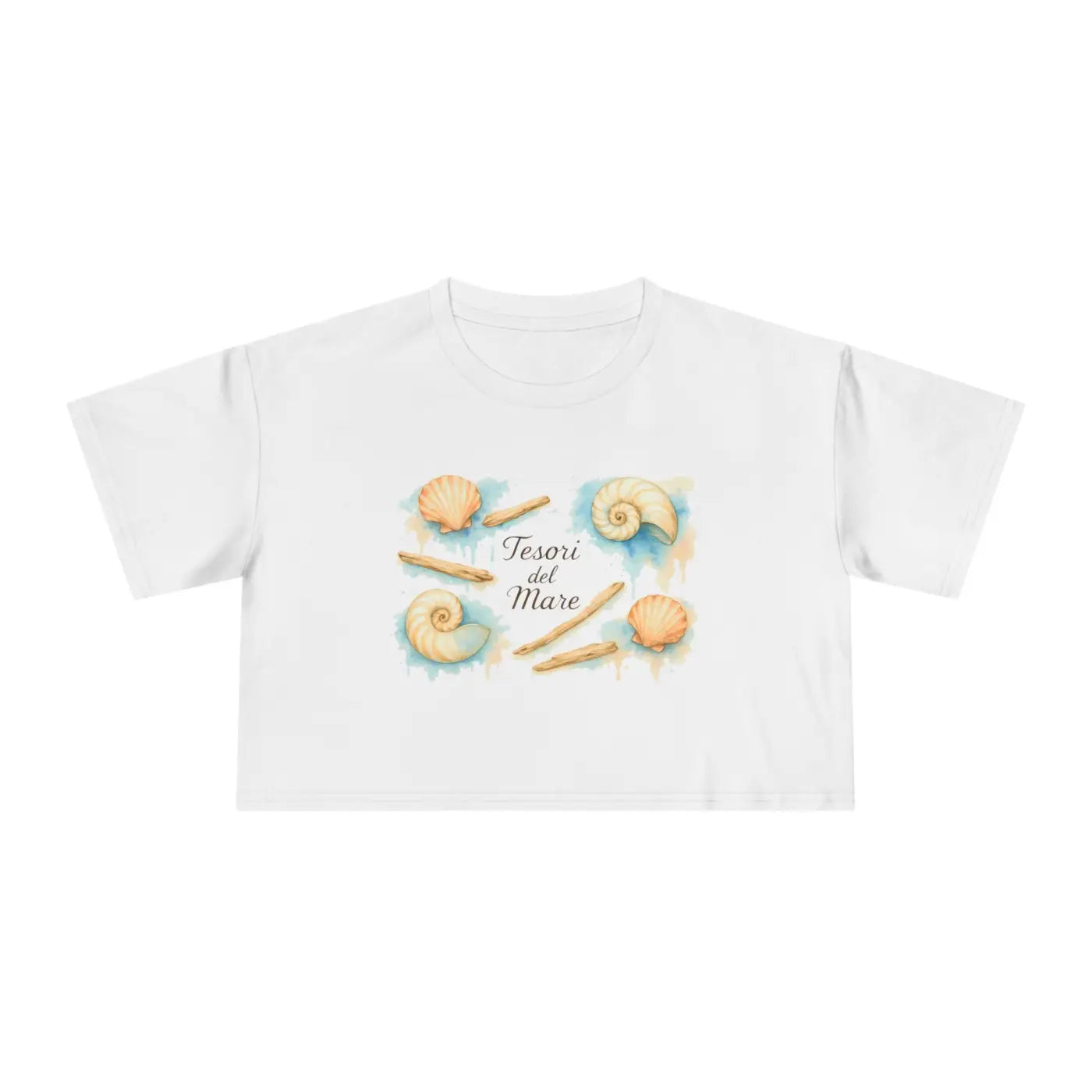 Seashell Graphic Tee - Breezy Beach Vibe Crop Top - DipaliZ