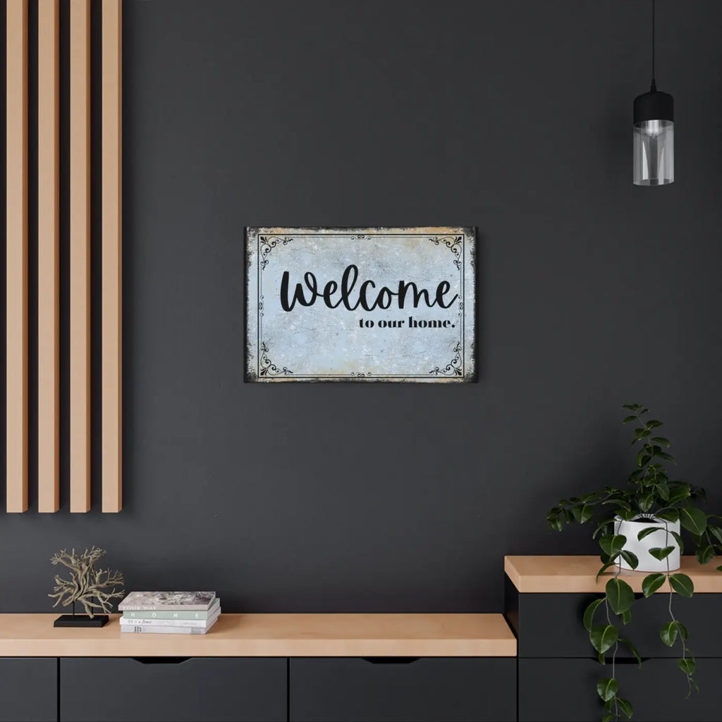 Vintage Metal Art Welcome Sign - White Aluminum Composite - DipaliZ