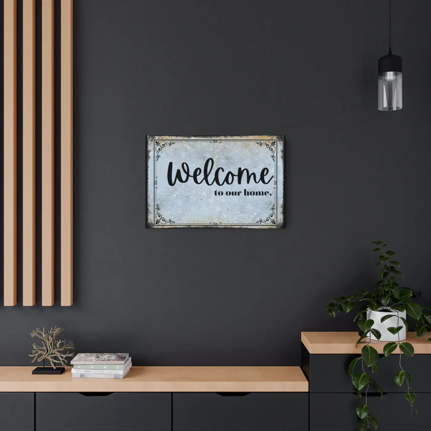 Vintage Metal Art Welcome Sign - White Aluminum Composite - DipaliZ