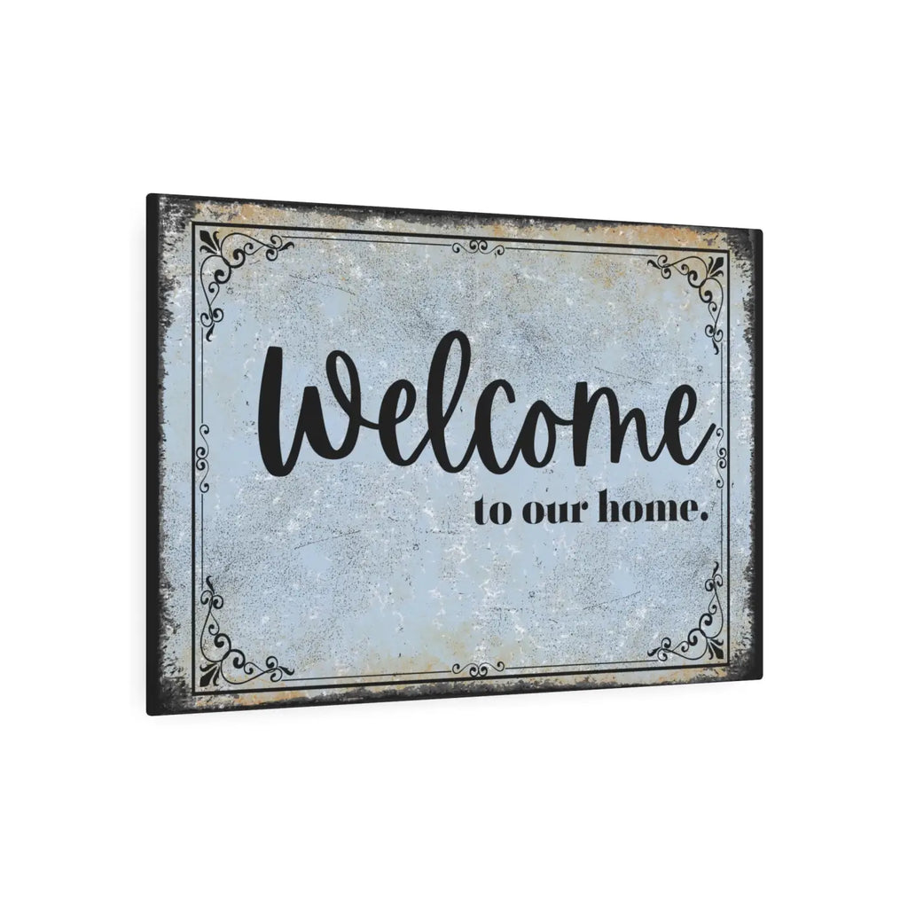 Vintage Metal Art Welcome Sign - White Aluminum Composite - DipaliZ