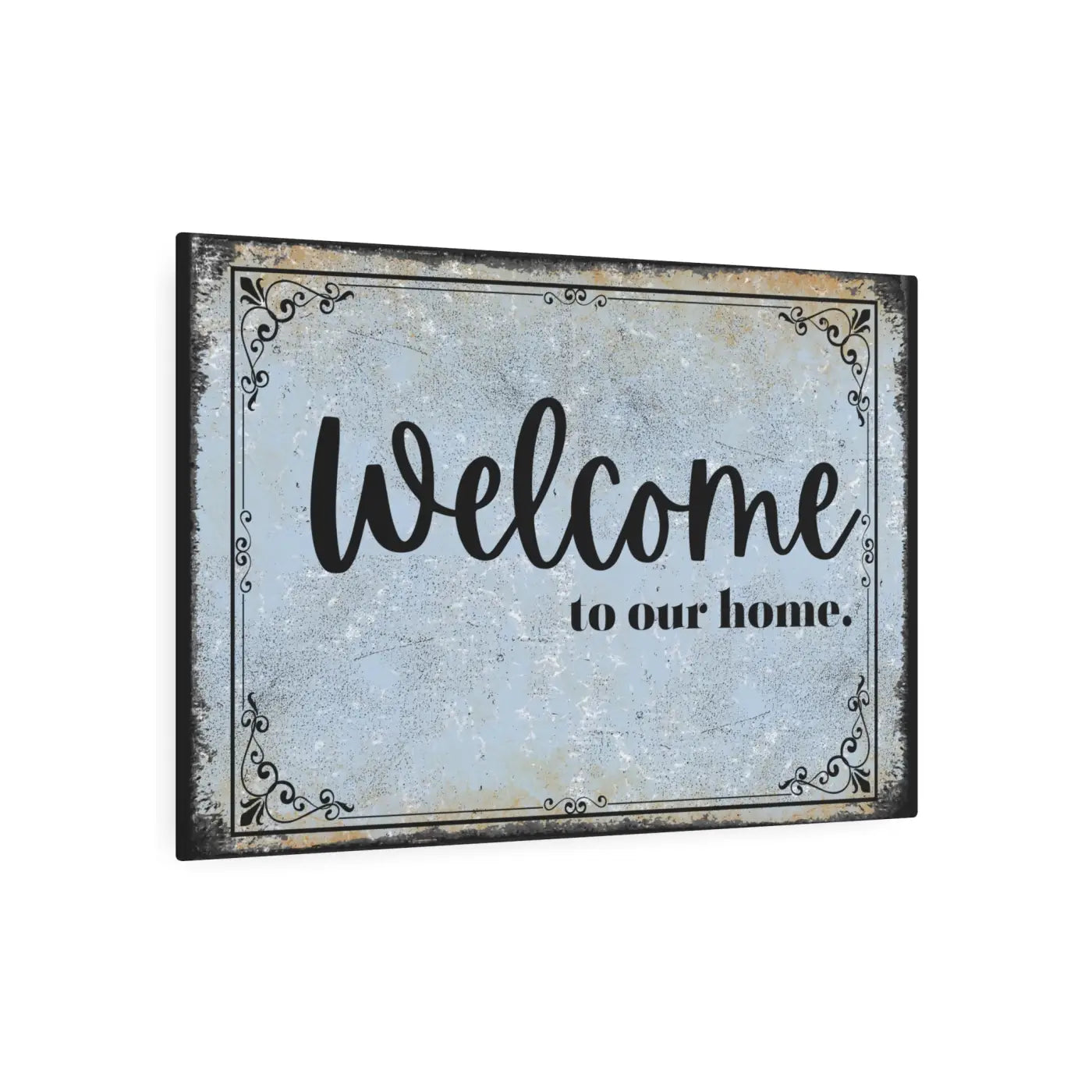 Vintage Metal Art Welcome Sign - White Aluminum Composite - DipaliZ