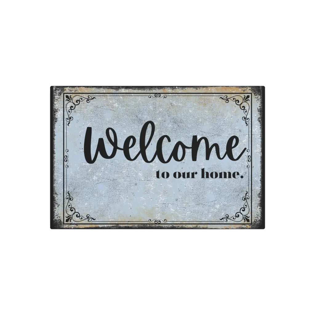 Vintage Metal Art Welcome Sign - White Aluminum Composite - DipaliZ