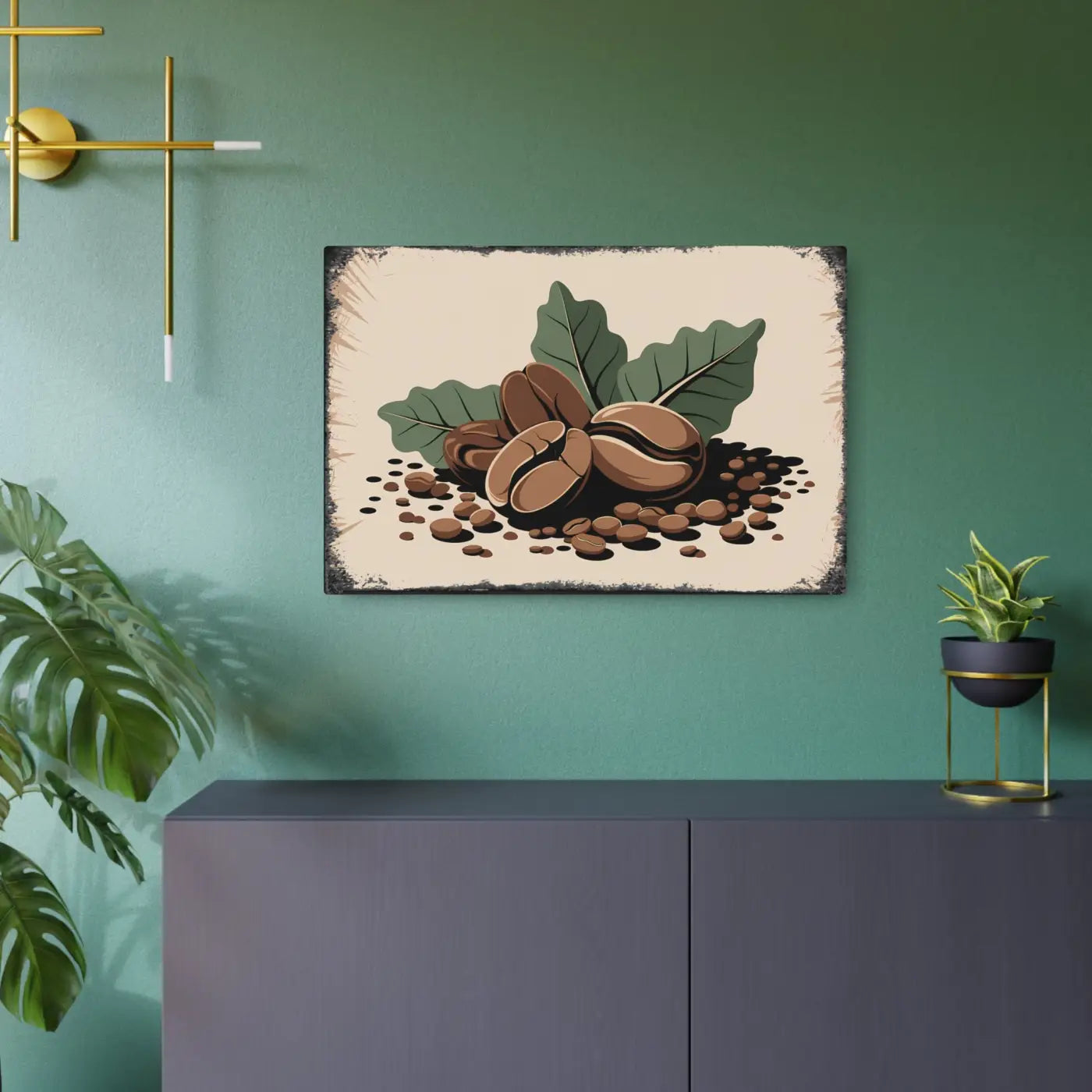 Chic Coffee Beans Metal Art Sign - Modern Home Decor - DipaliZ