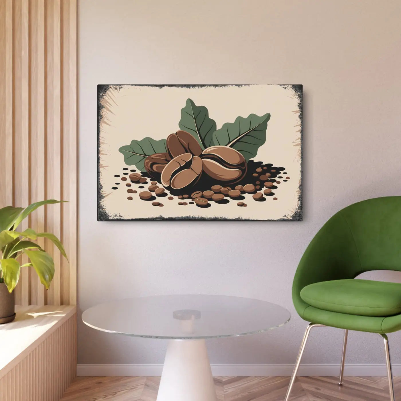 Chic Coffee Beans Metal Art Sign - Modern Home Decor - DipaliZ