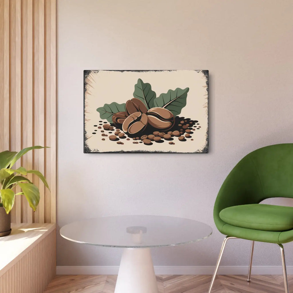 Chic Coffee Beans Metal Art Sign - Modern Home Decor - DipaliZ