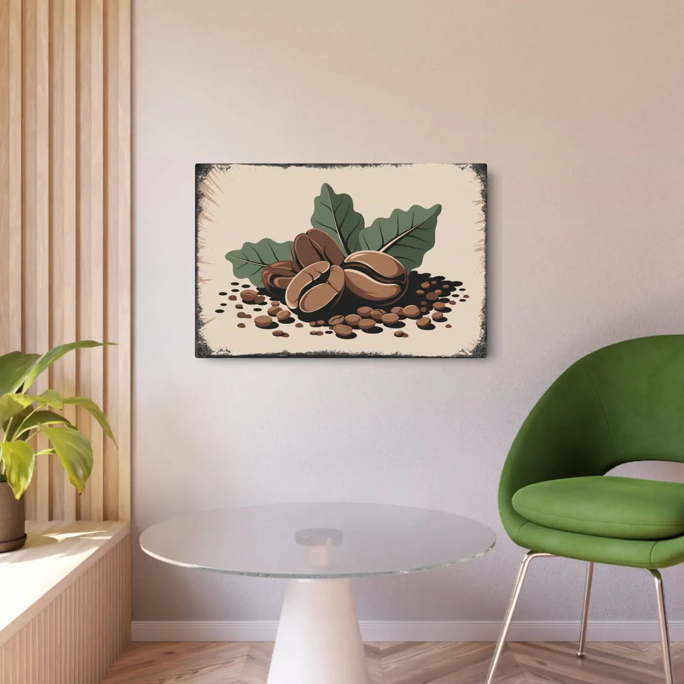 Chic Coffee Beans Metal Art Sign - Modern Home Decor - DipaliZ
