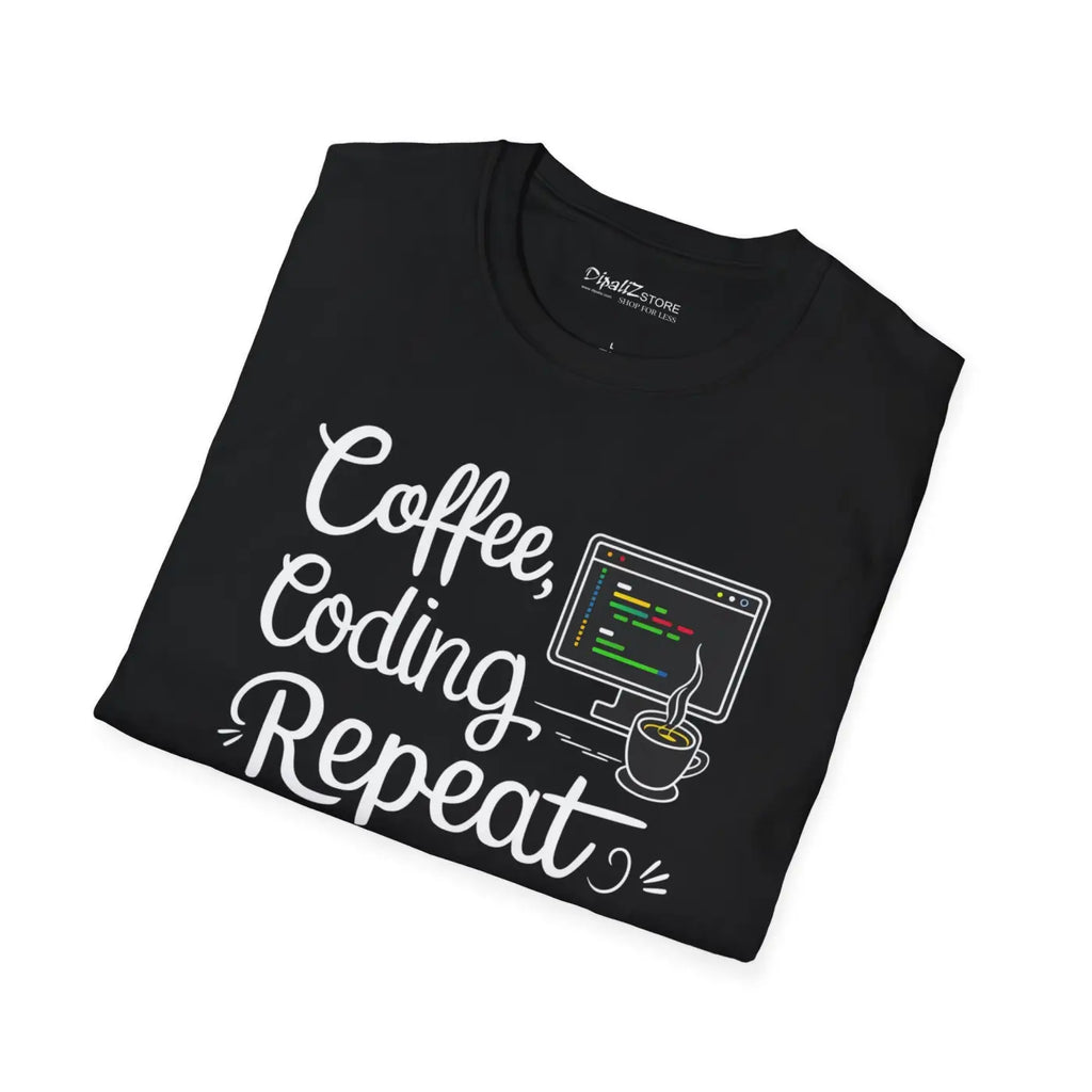 Coffee Coding Repeat Programmer Tee - Tear-Away Label - DipaliZ