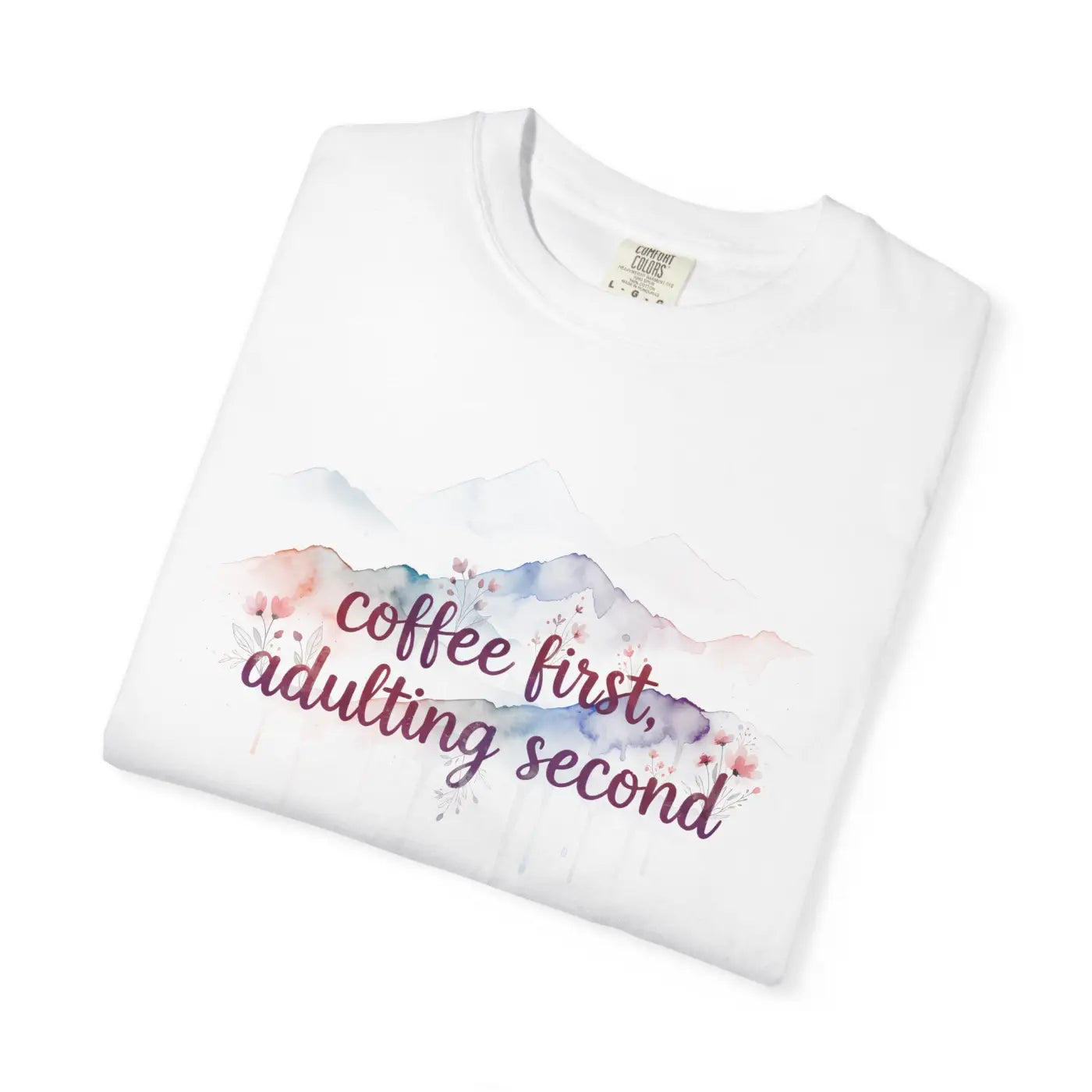 Mountain Coffee Watercolor Tee - Funny Morning Mood - DipaliZ
