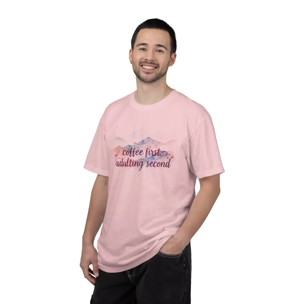 Mountain Coffee Watercolor Tee - Funny Morning Mood - DipaliZ