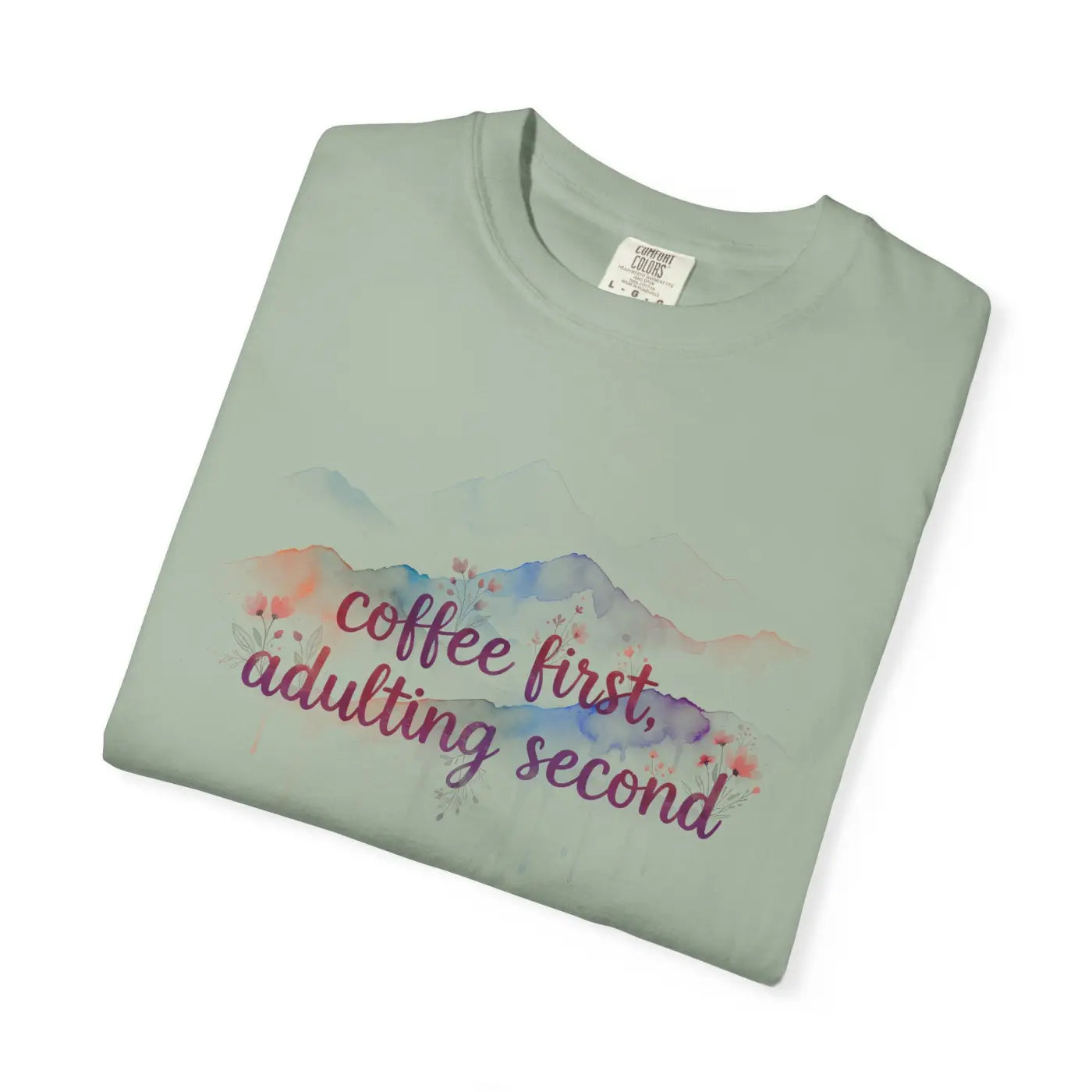 Mountain Coffee Watercolor Tee - Funny Morning Mood - DipaliZ