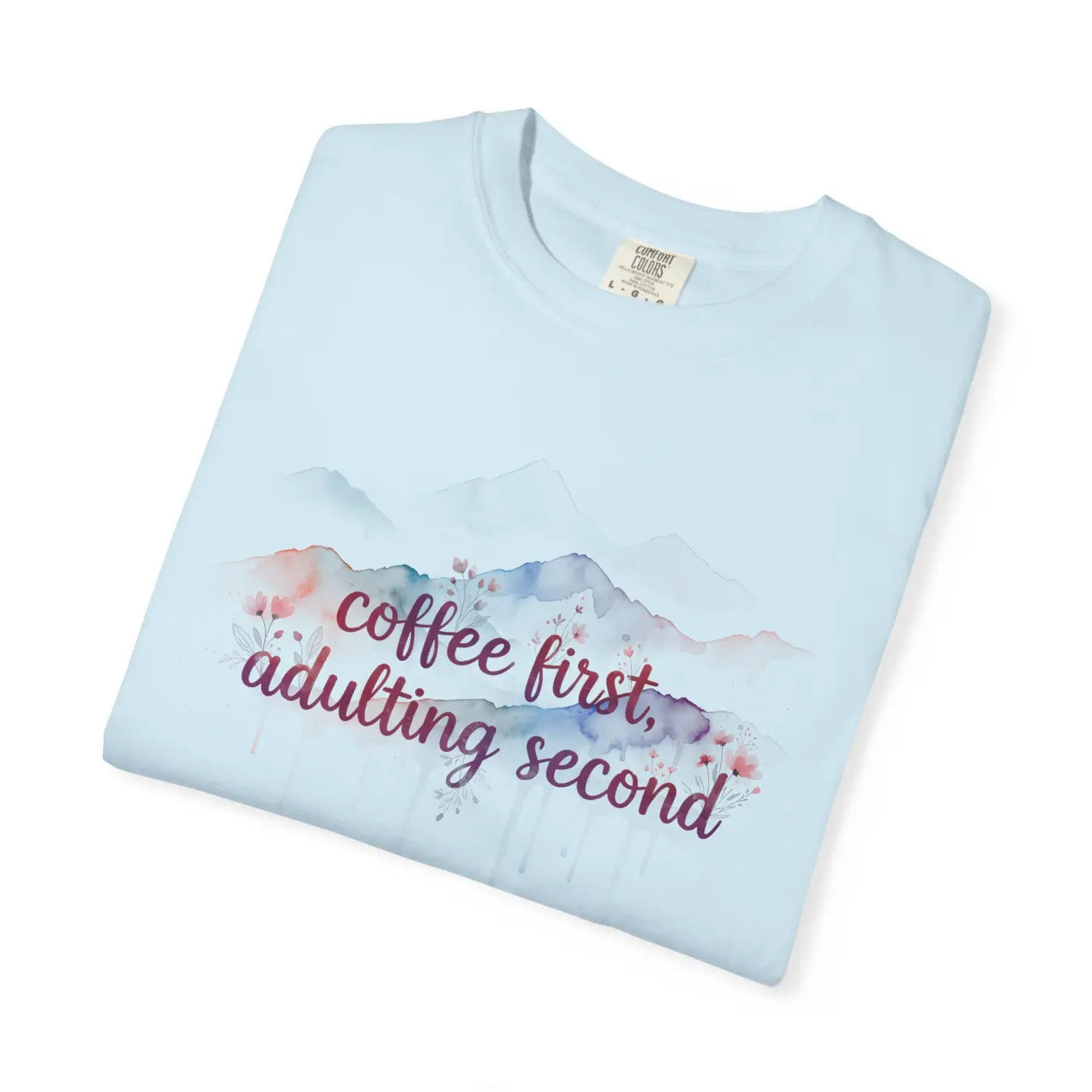 Mountain Coffee Watercolor Tee - Funny Morning Mood - DipaliZ
