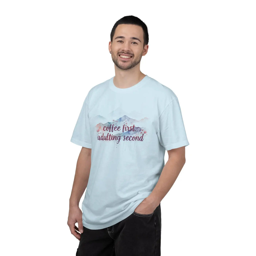 Mountain Coffee Watercolor Tee - Funny Morning Mood - DipaliZ