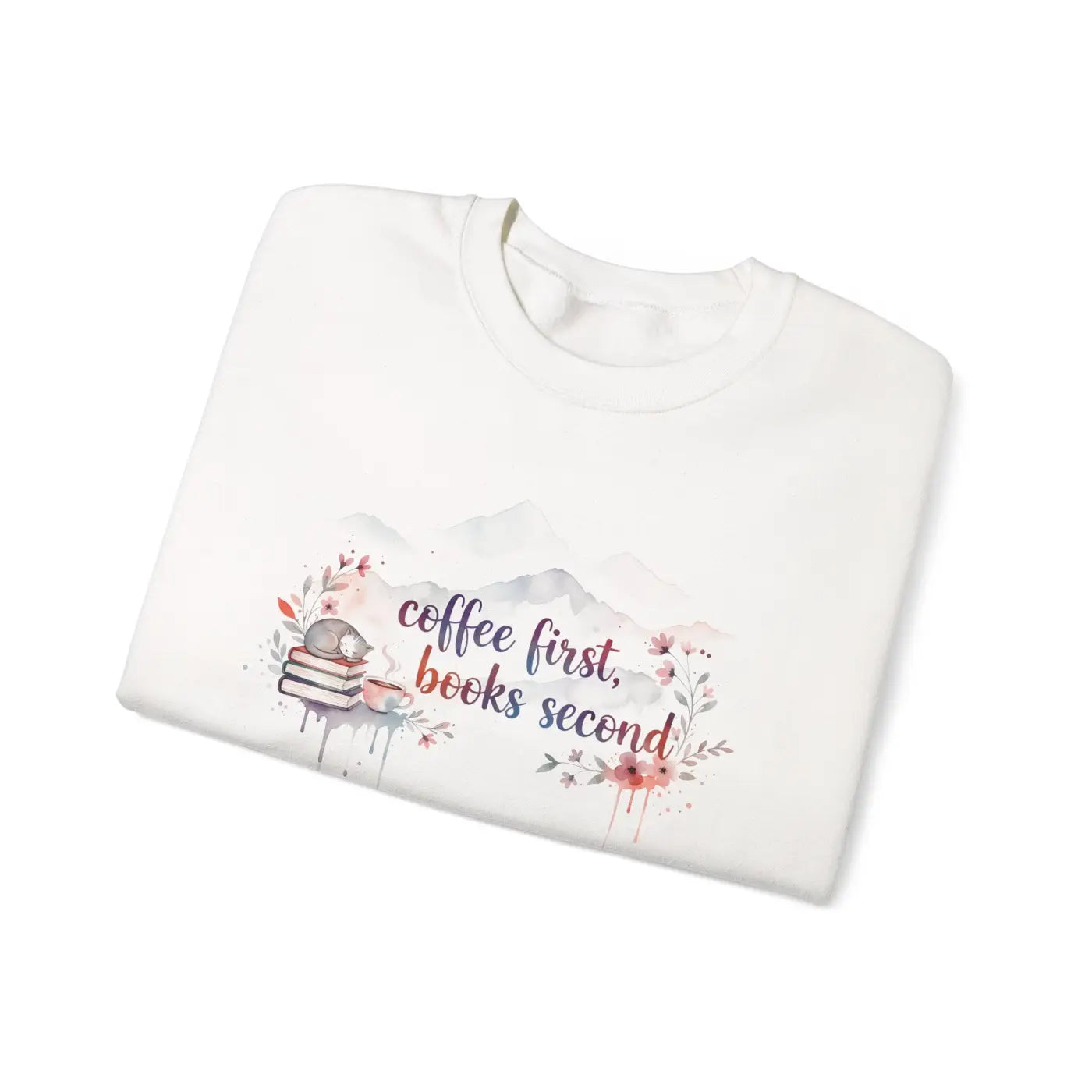 Coffee First Books Second Sweatshirt - Cozy Reader Crewneck - DipaliZ