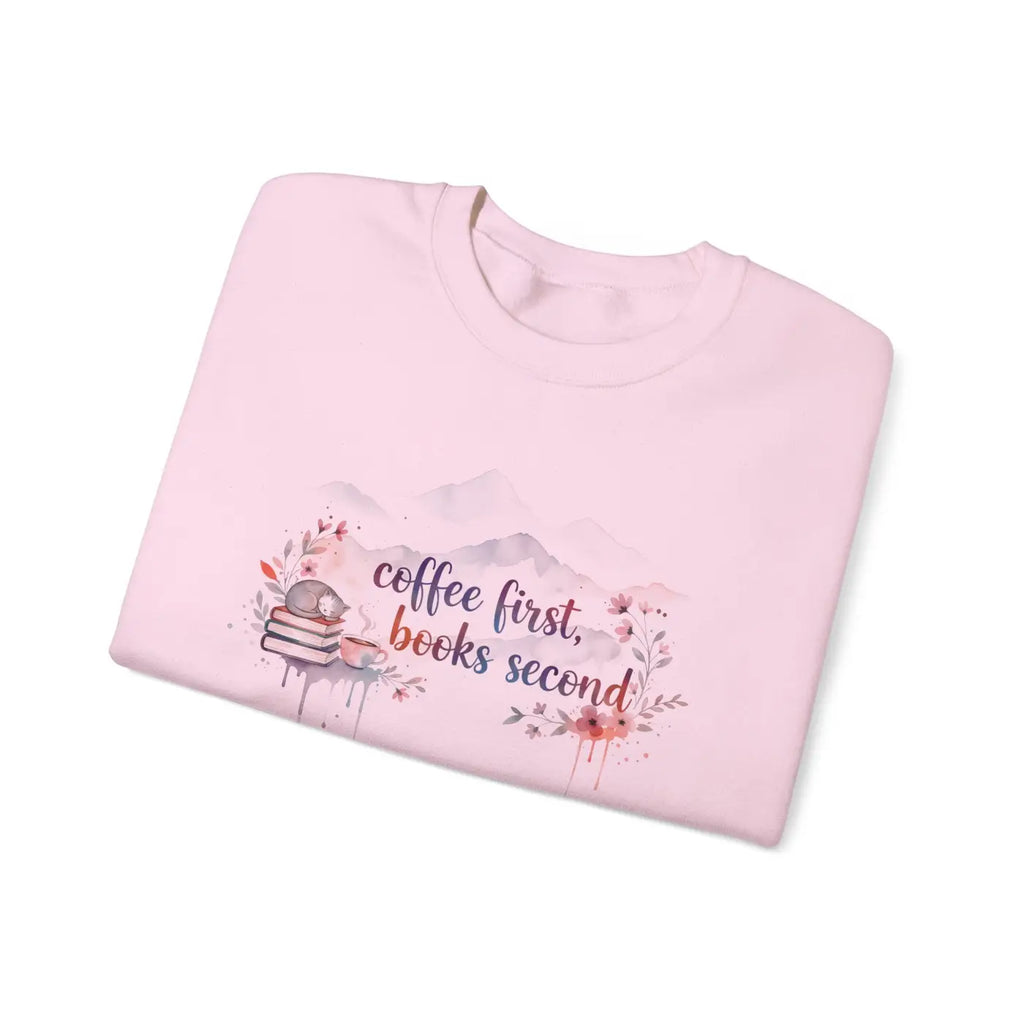 Coffee First Books Second Sweatshirt - Cozy Reader Crewneck - DipaliZ