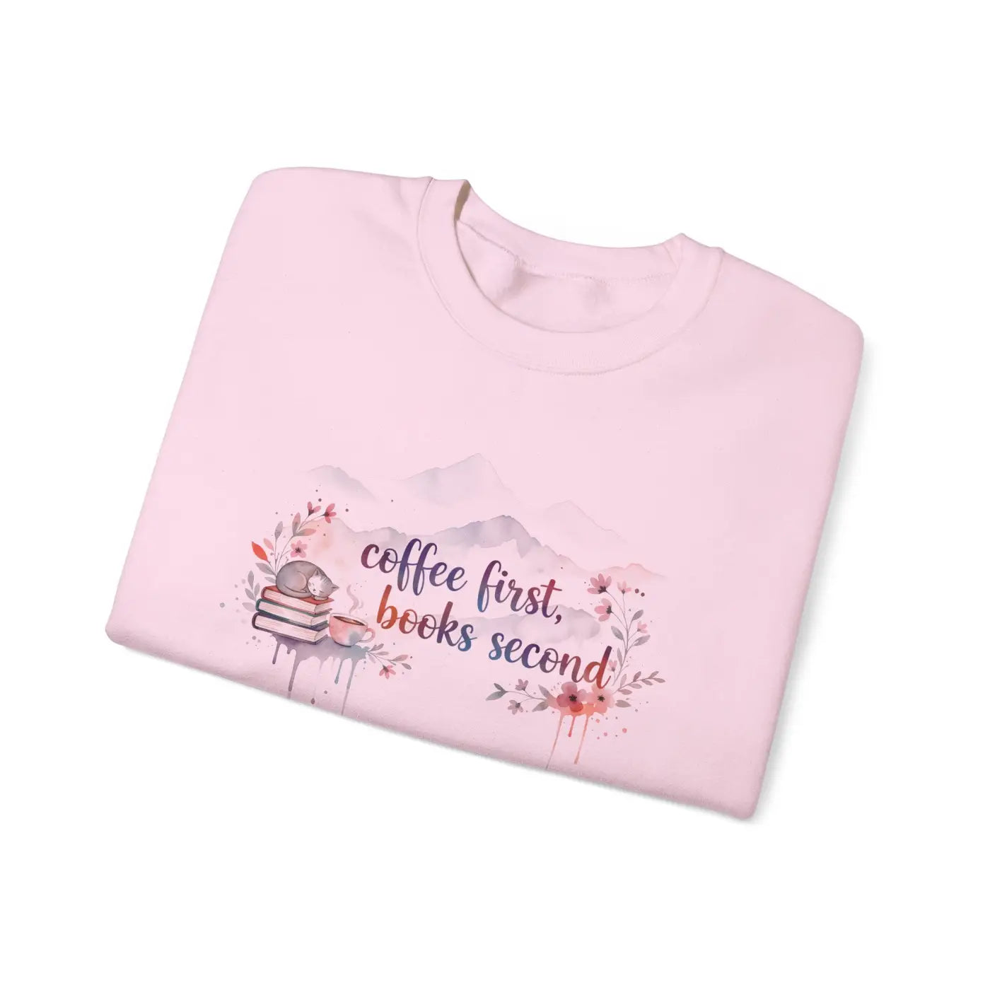 Coffee First Books Second Sweatshirt - Cozy Reader Crewneck - DipaliZ