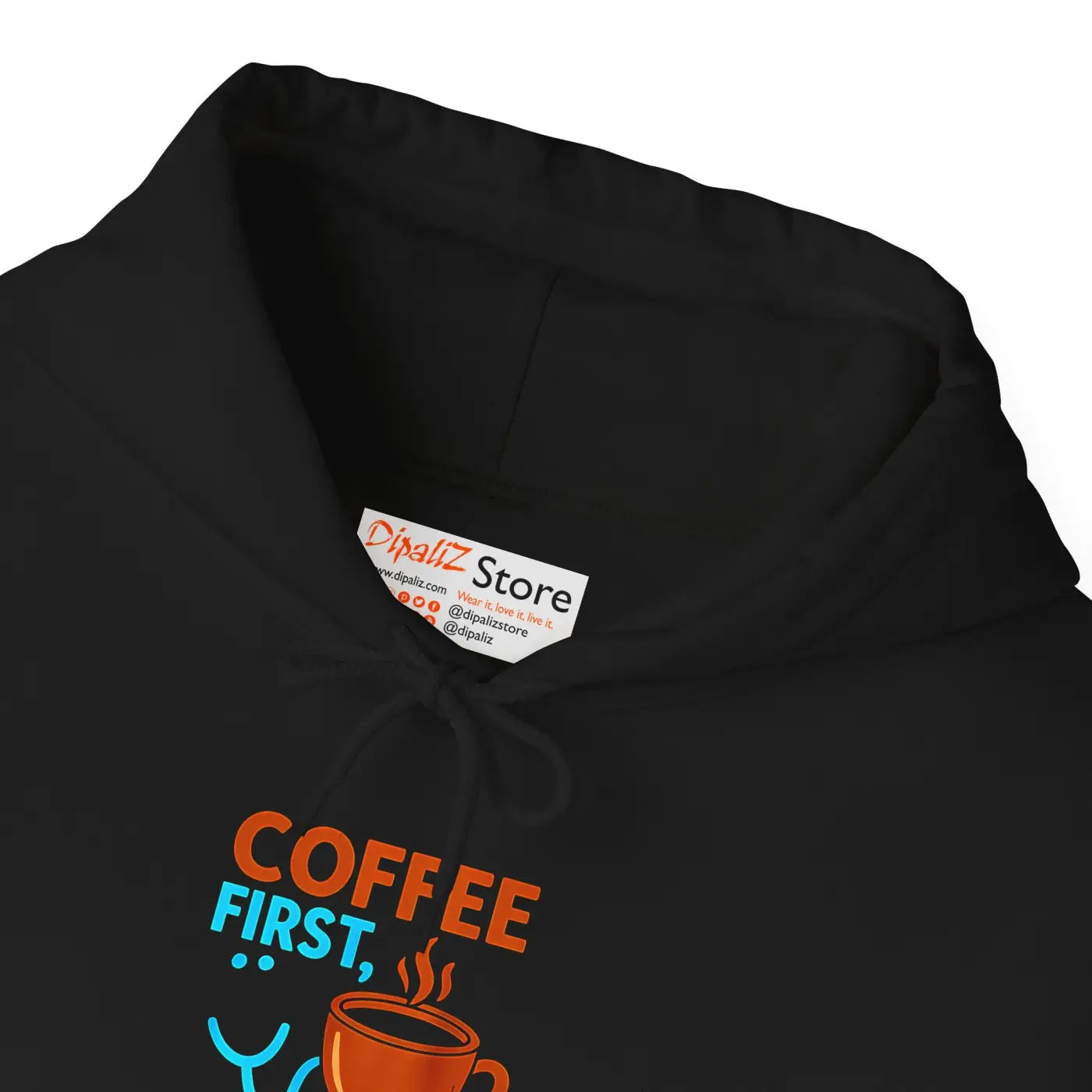 Coffee First Hoodie - Espresso Swirl Design - DipaliZ
