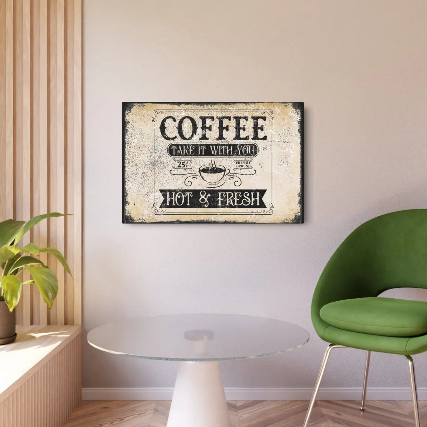 Vintage Coffee Metal Art Sign - Premium White Aluminum Matte - DipaliZ