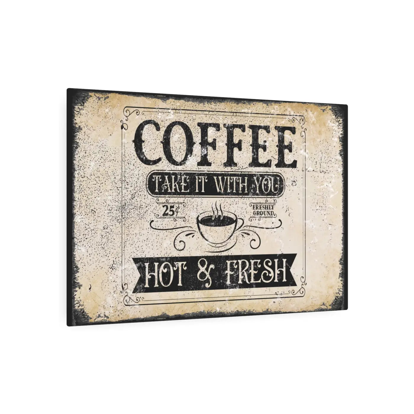 Vintage Coffee Metal Art Sign - Premium White Aluminum Matte - DipaliZ