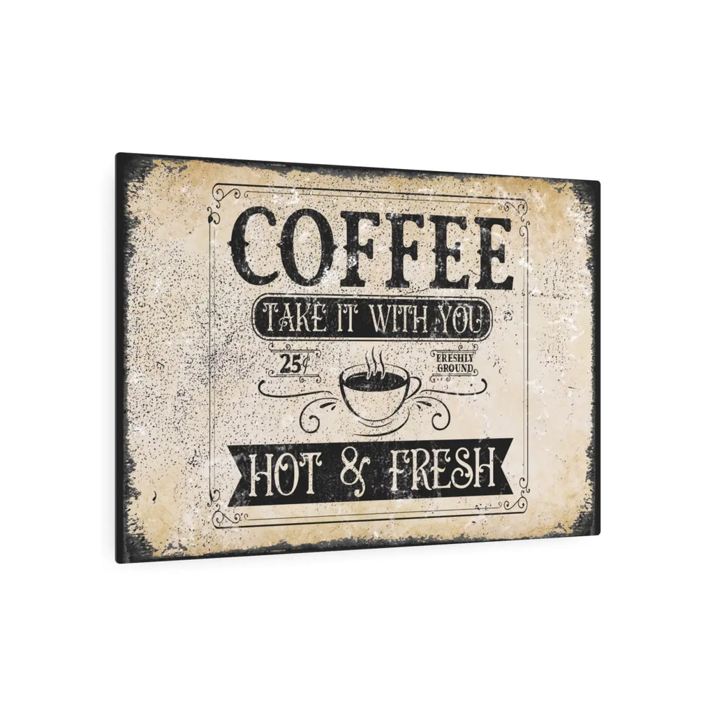 Vintage Coffee Metal Art Sign - Premium White Aluminum Matte - DipaliZ