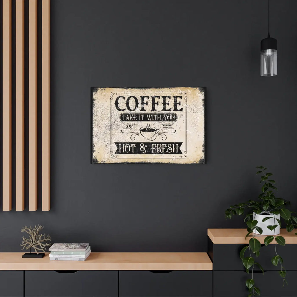 Vintage Coffee Metal Art Sign - Premium White Aluminum Matte - DipaliZ
